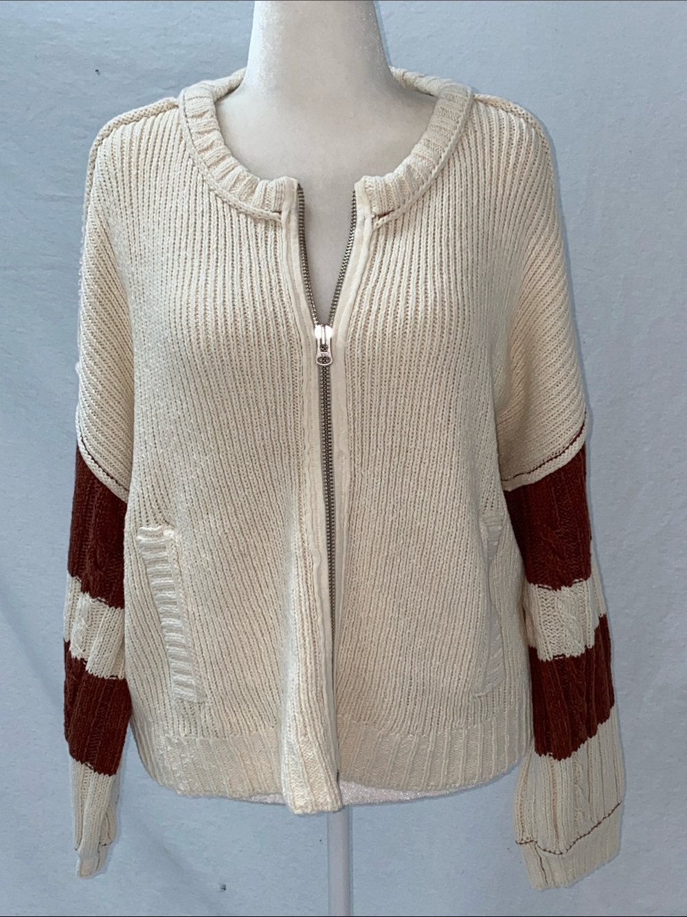 Anthropologie Pilcro Cable Knot Tiger 🐅 Icon Zip Up Sweater - Picture 12 of 15